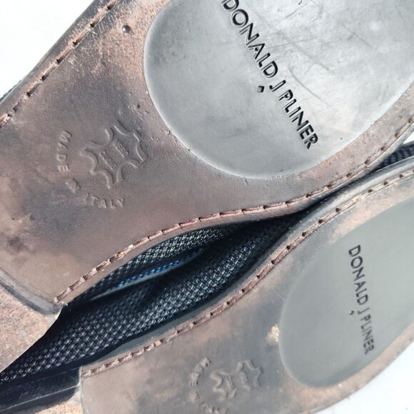 Donald J Pliner Leather Sole Nylon Loafers Black Royal Blue Mens 7M Italy Dacio - Picture 13 of 13